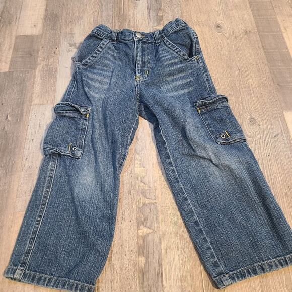 Old Navy boys 4T denim cargo pants with elastic waist - Picture 1 of 4
